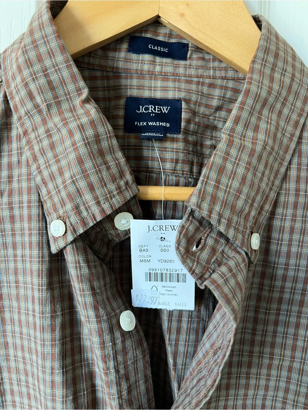 J. Crew Men's Brown Plaid Button-Down Shirt